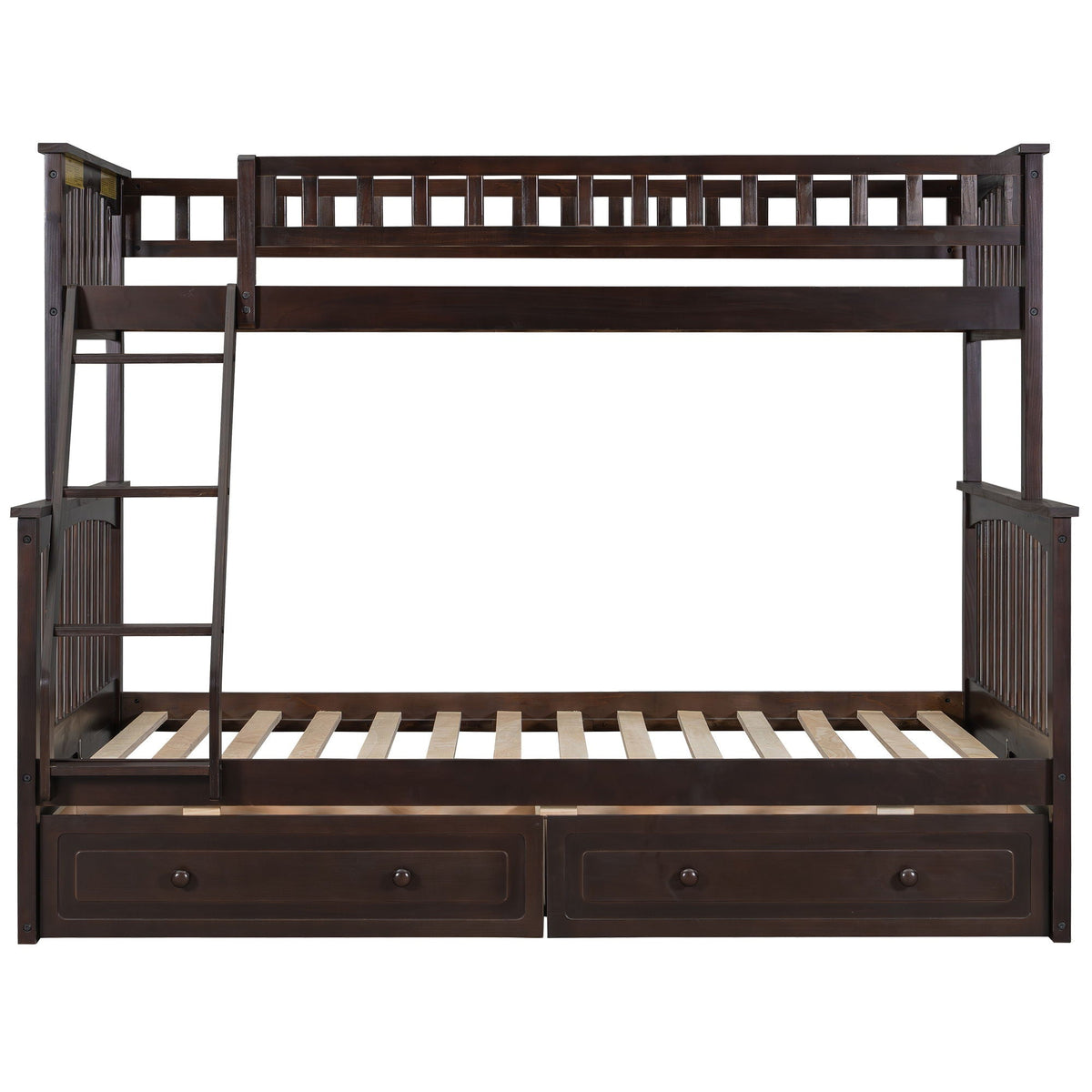 Bunk bed with drawers in dark walnut wood, built-in storage and ladder by HouseOfZazla on Tampa Home & Garden Store