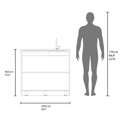 Salento cabinet with double doors and two shelves with faucet for kitchen sink blueprint on Tampa Home & Garden Store