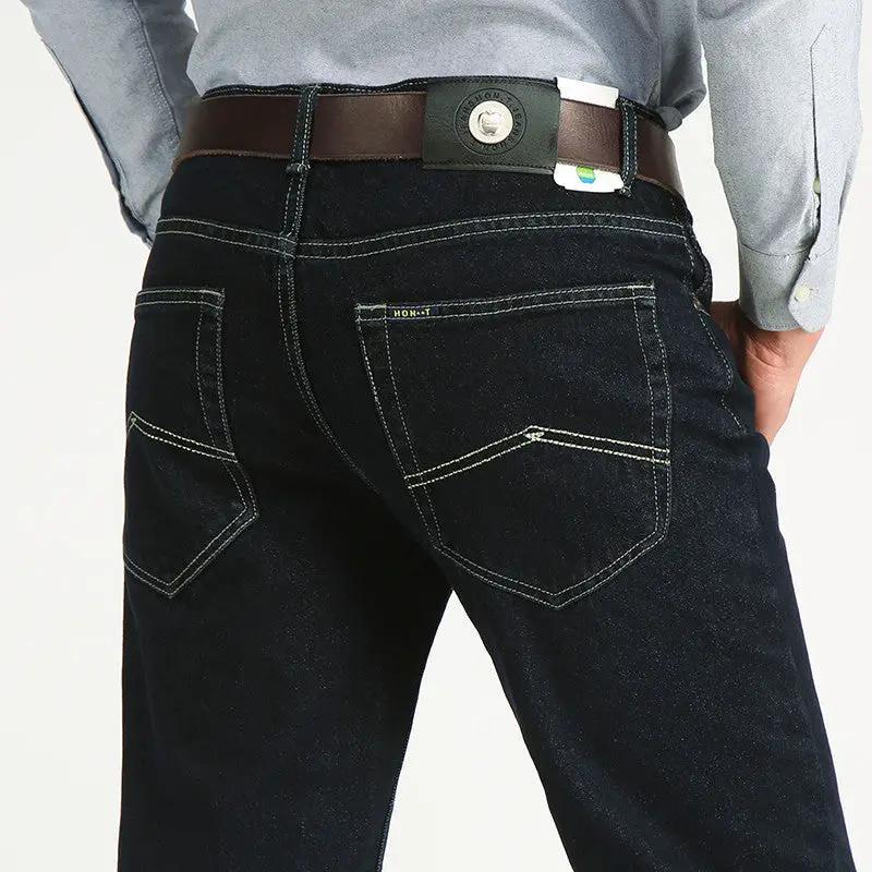 Men's Retro High-rise Jeans dark indigo denim FLIPSTYLEZLLC with contrast stitching on Tampa Home & Garden Store