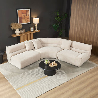 Modular Curved Sectional Sofa and Three Pieces