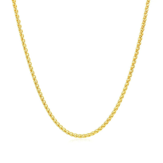 14k yellow gold round wheat chain necklace 1.5mm on Tampa Home & Garden Store
