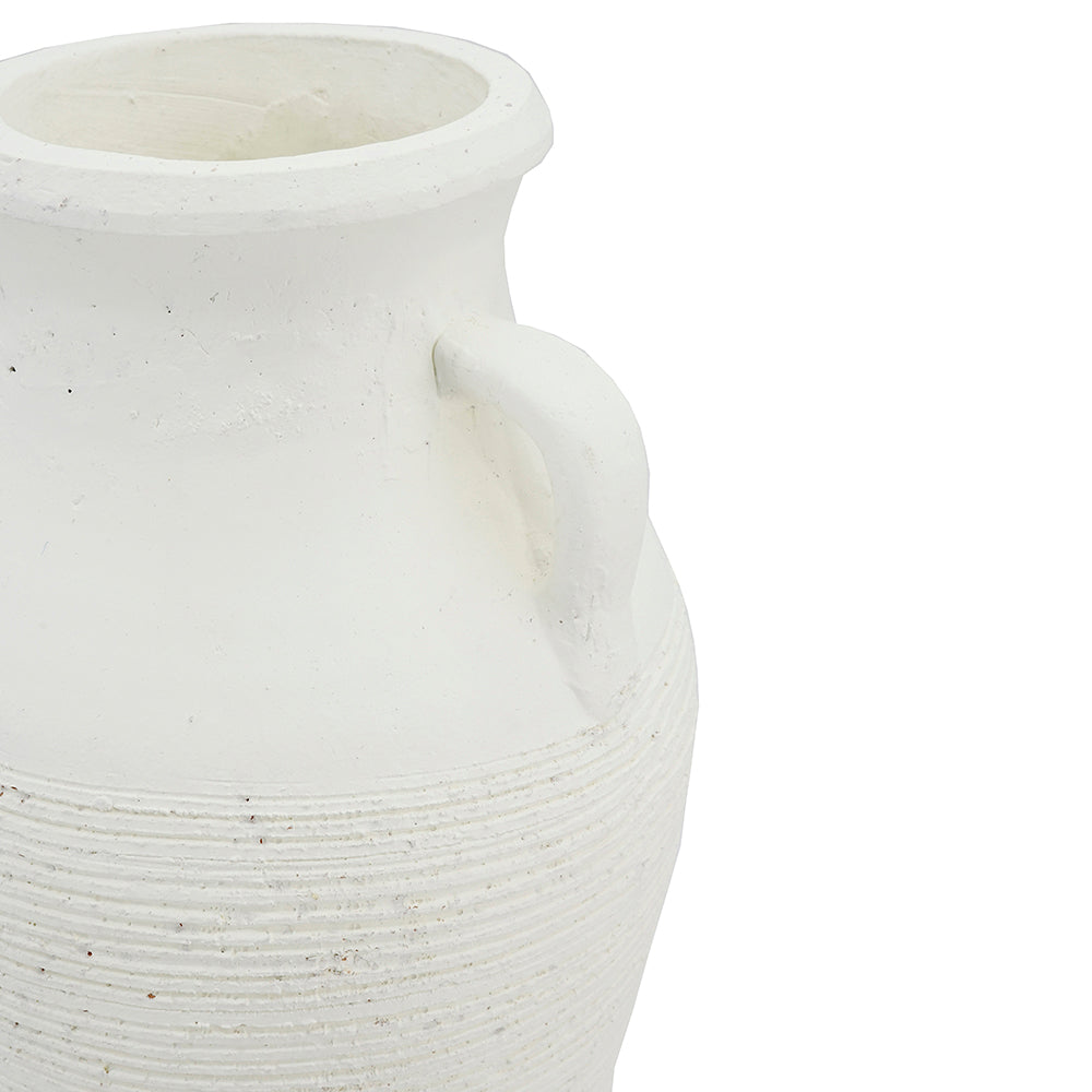Rustic White Terracotta Tall Vase with Ribbed Texture HouseOfZazla on Tampa Home & Garden Store