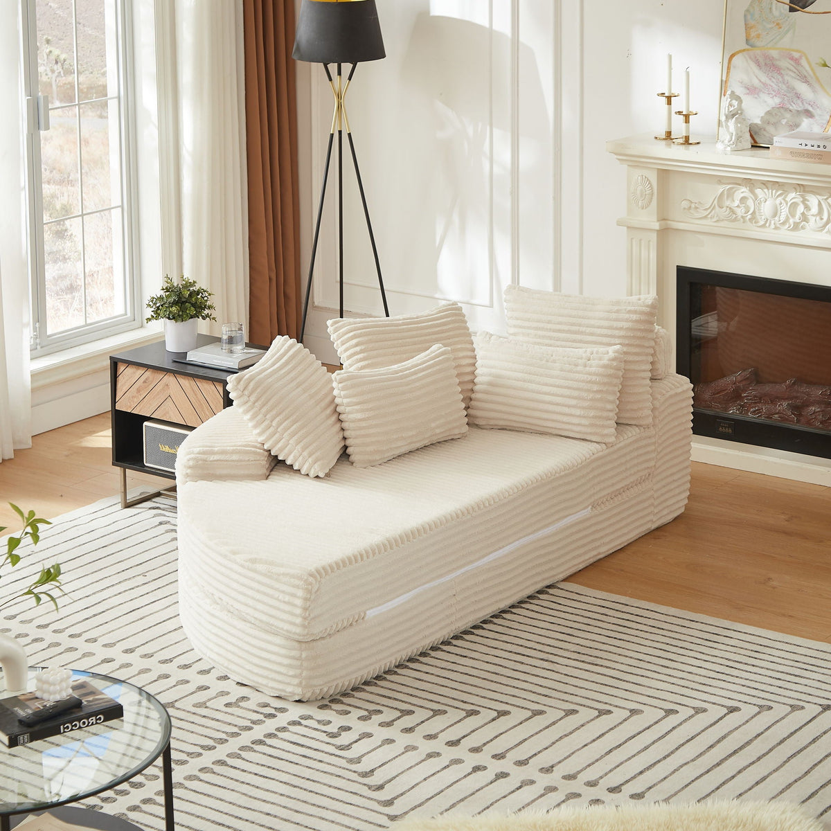 Semi Circular 2 in 1 Sofa Bed with Neck Pillow