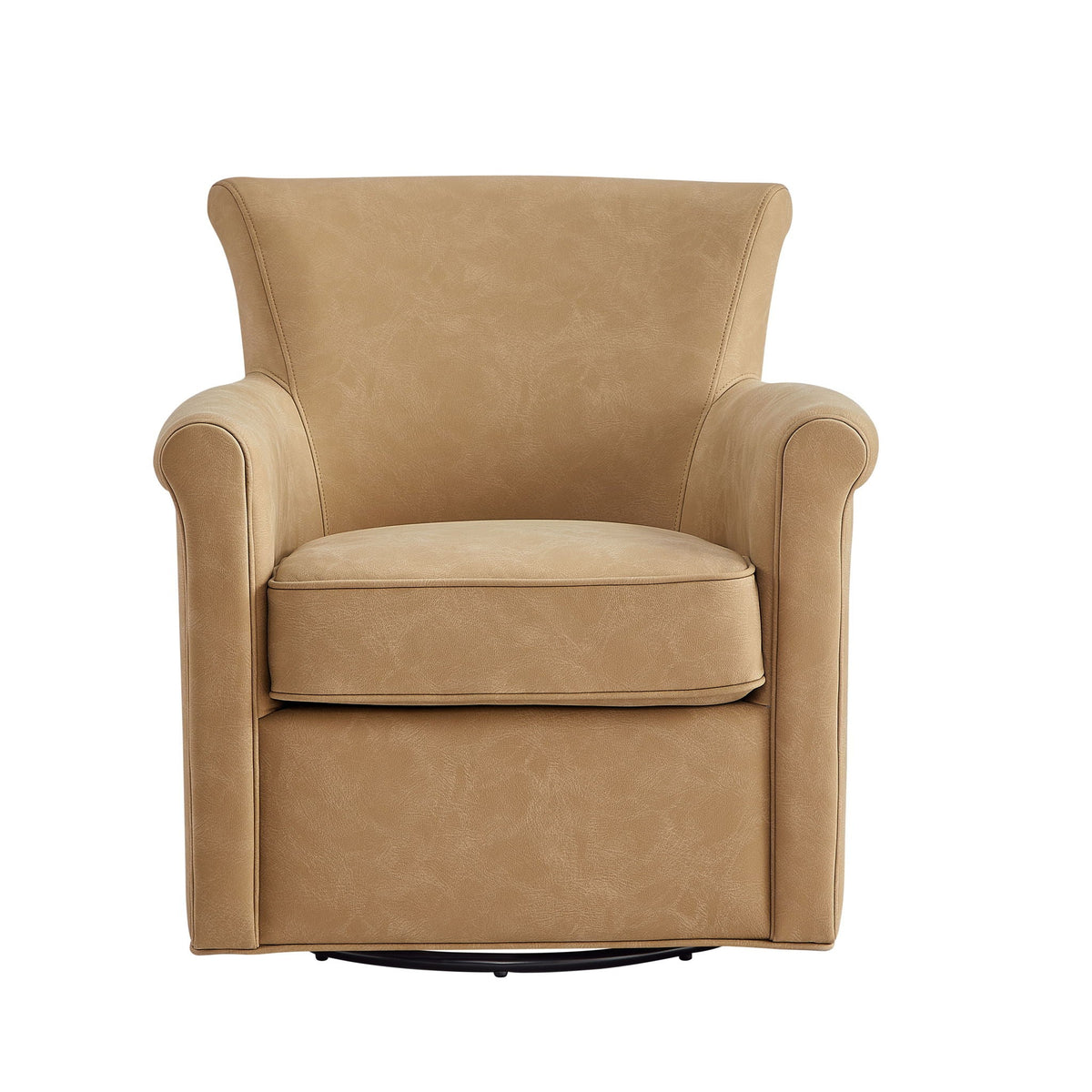 Westly Swivel Accent Chair in tan leather-like upholstery with 360-degree base on Tampa Home & Garden Store