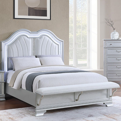 3 Piece Bedroom Set with Elegant Bed and 2 Nightstands, silver-gray upholstered headboard on Tampa Home & Garden Store