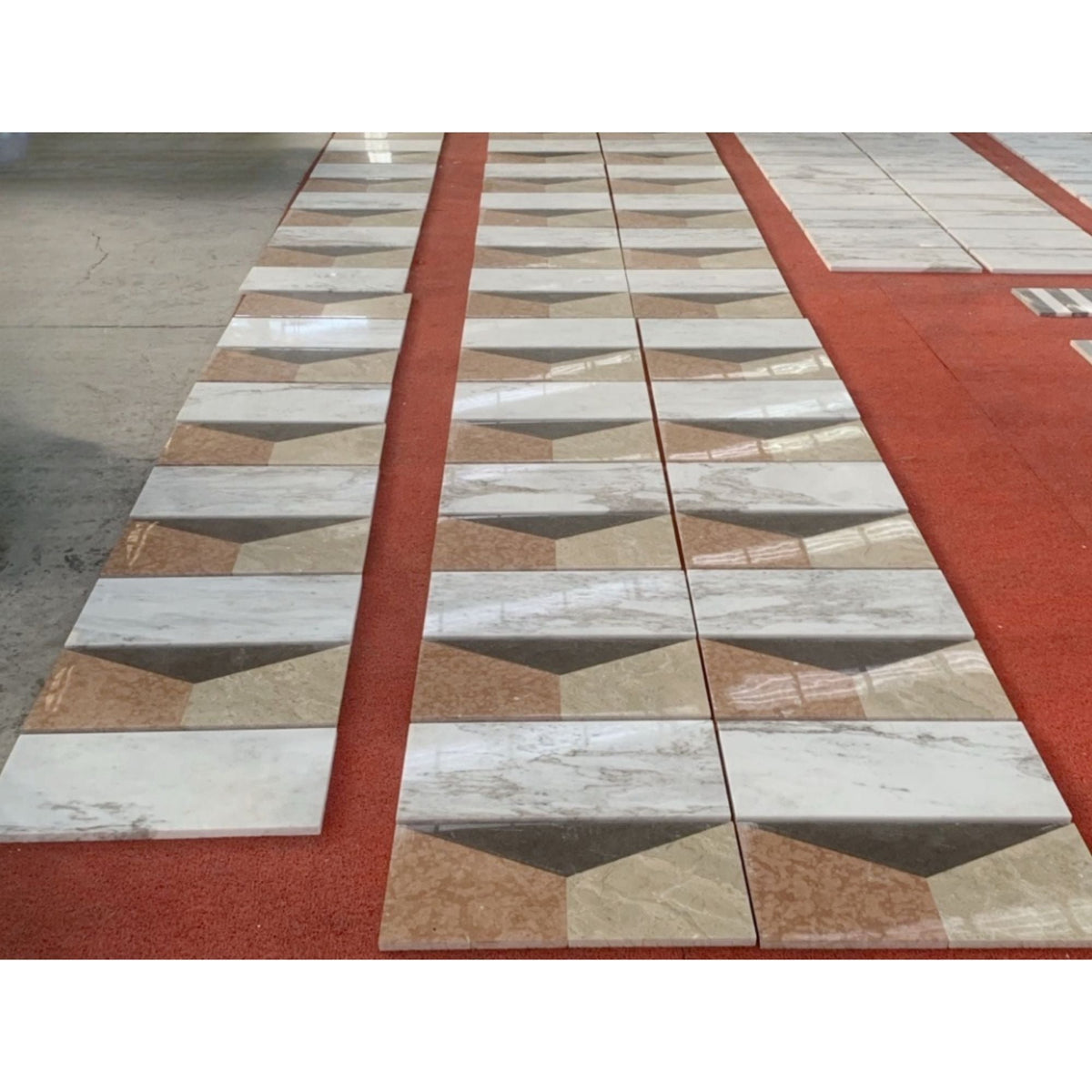 Polished marble decorative tiles white/multi with geometric triangles HouseOfZazla on Tampa Home & Garden Store