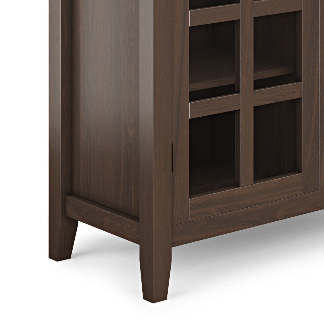Artisan handcrafted storage cabinet in dark espresso wood with grid doors on Tampa Home & Garden Store