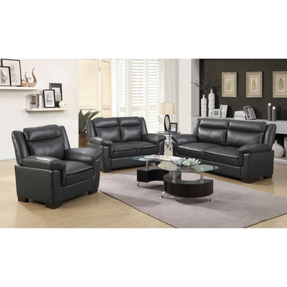 Contemporary Gray Sofa with Leatherette Finish