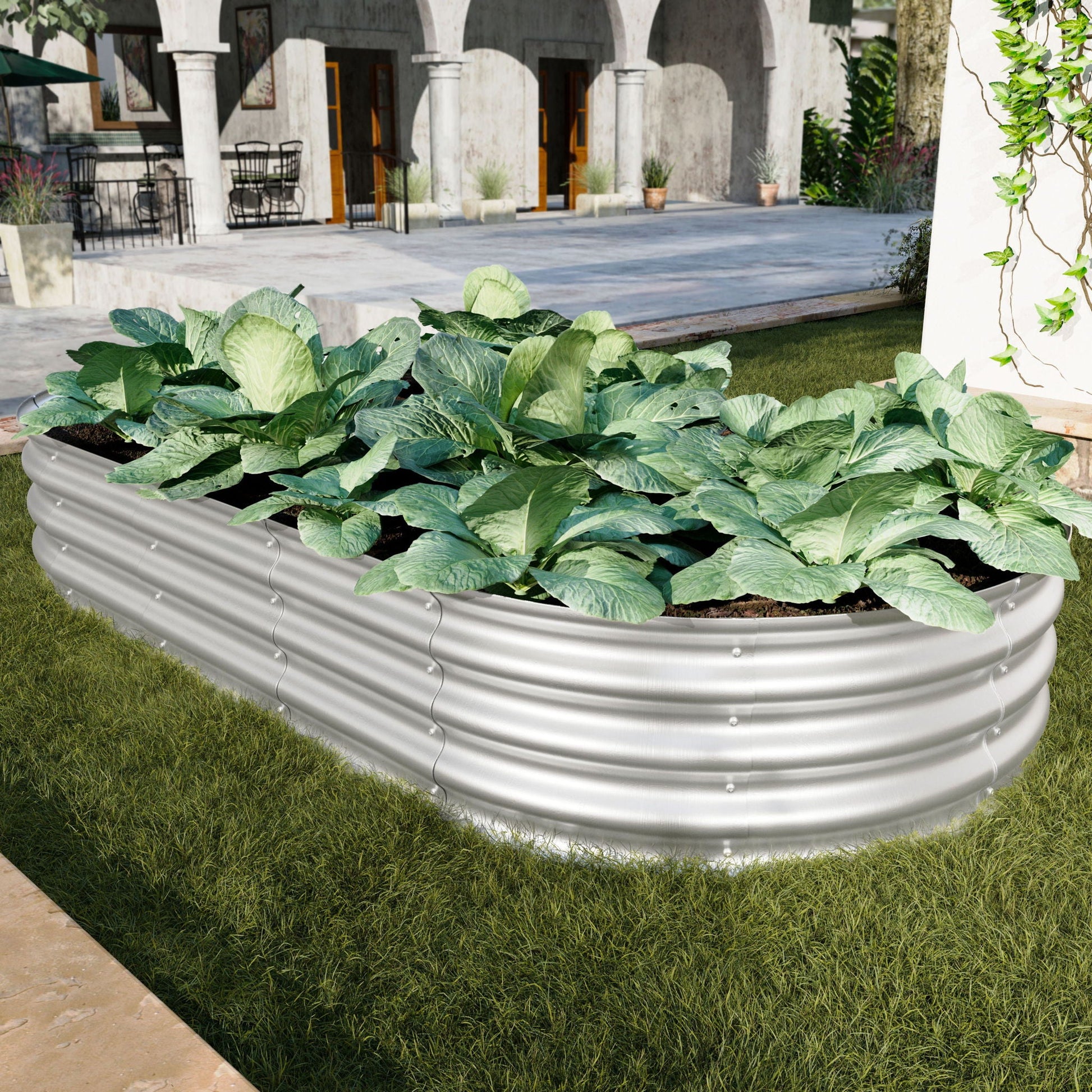 Heavy duty galvanized raised garden bed for vegetables and herbs, galvanized steel exterior on Tampa Home & Garden Store
