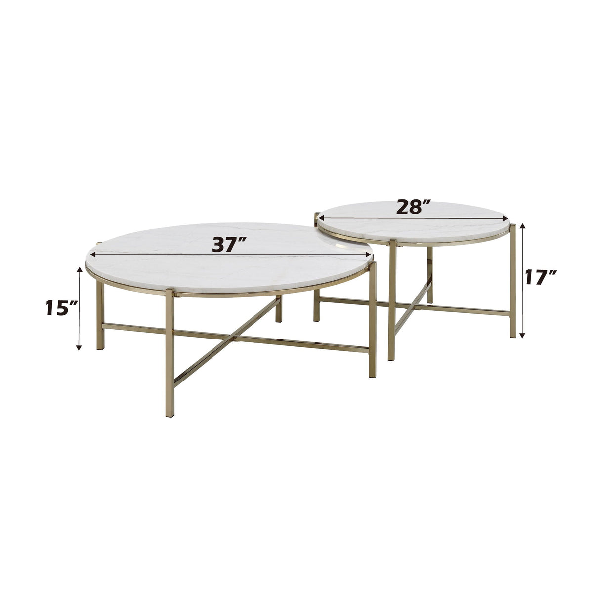Marble Top Nesting Tables Set with Metal Frame in white, 3-piece by HouseOfZazla on Tampa Home & Garden Store