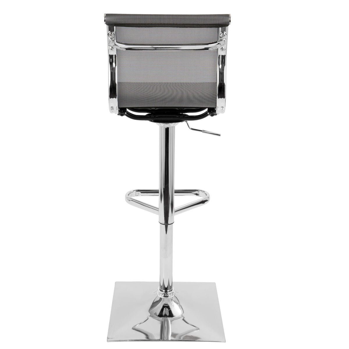 Pearl silver adjustable barstool with swivel and chrome frame, bar height 28–30 in on Tampa Home & Garden Store