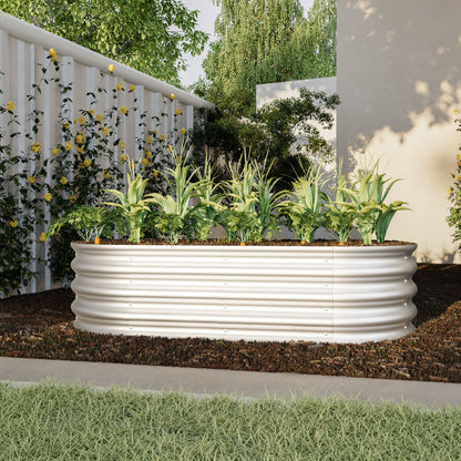 Heavy duty galvanized round raised garden bed planter for vegetables and herbs on Tampa Home & Garden Store