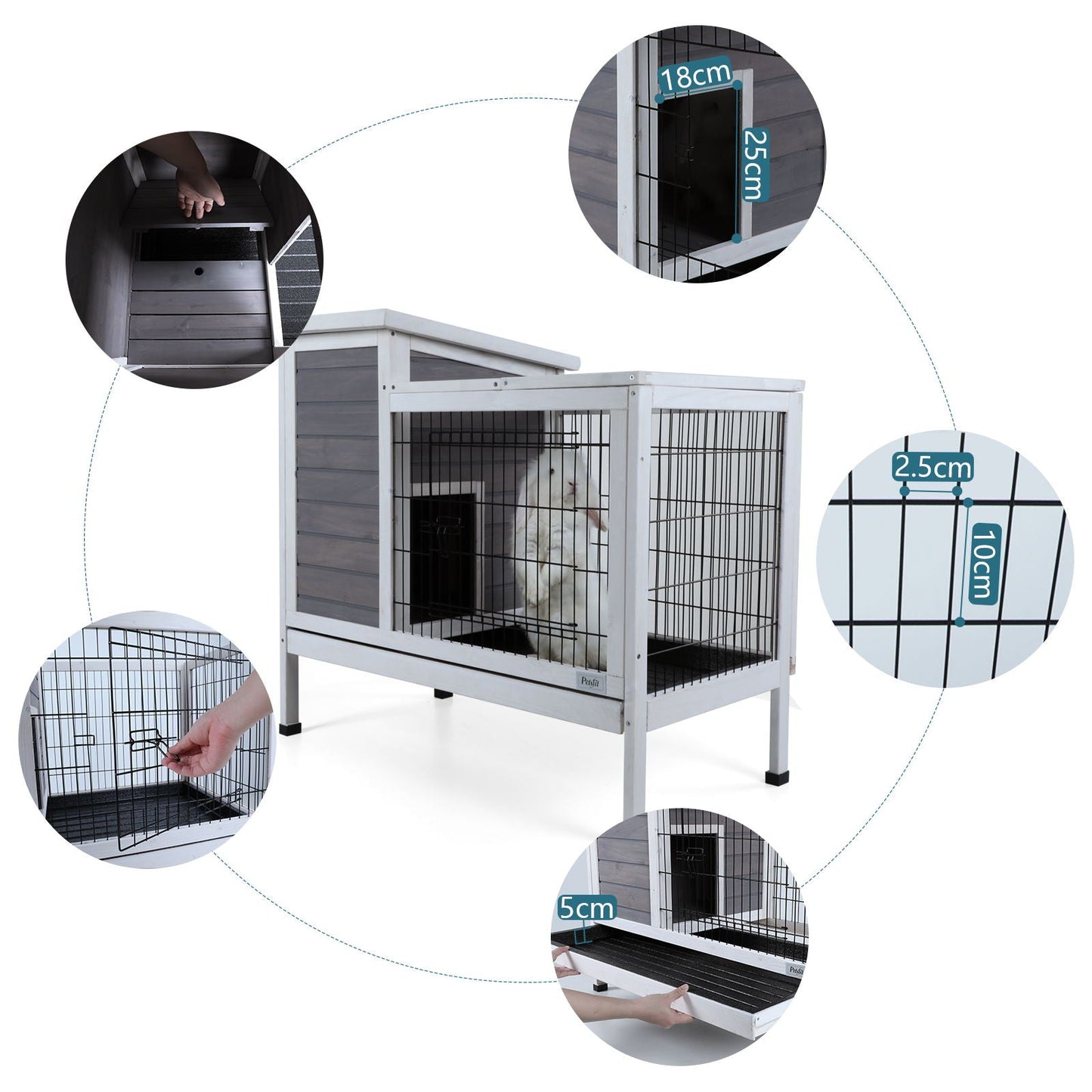 Two Tier Wooden Rabbit Cage for Small Animals