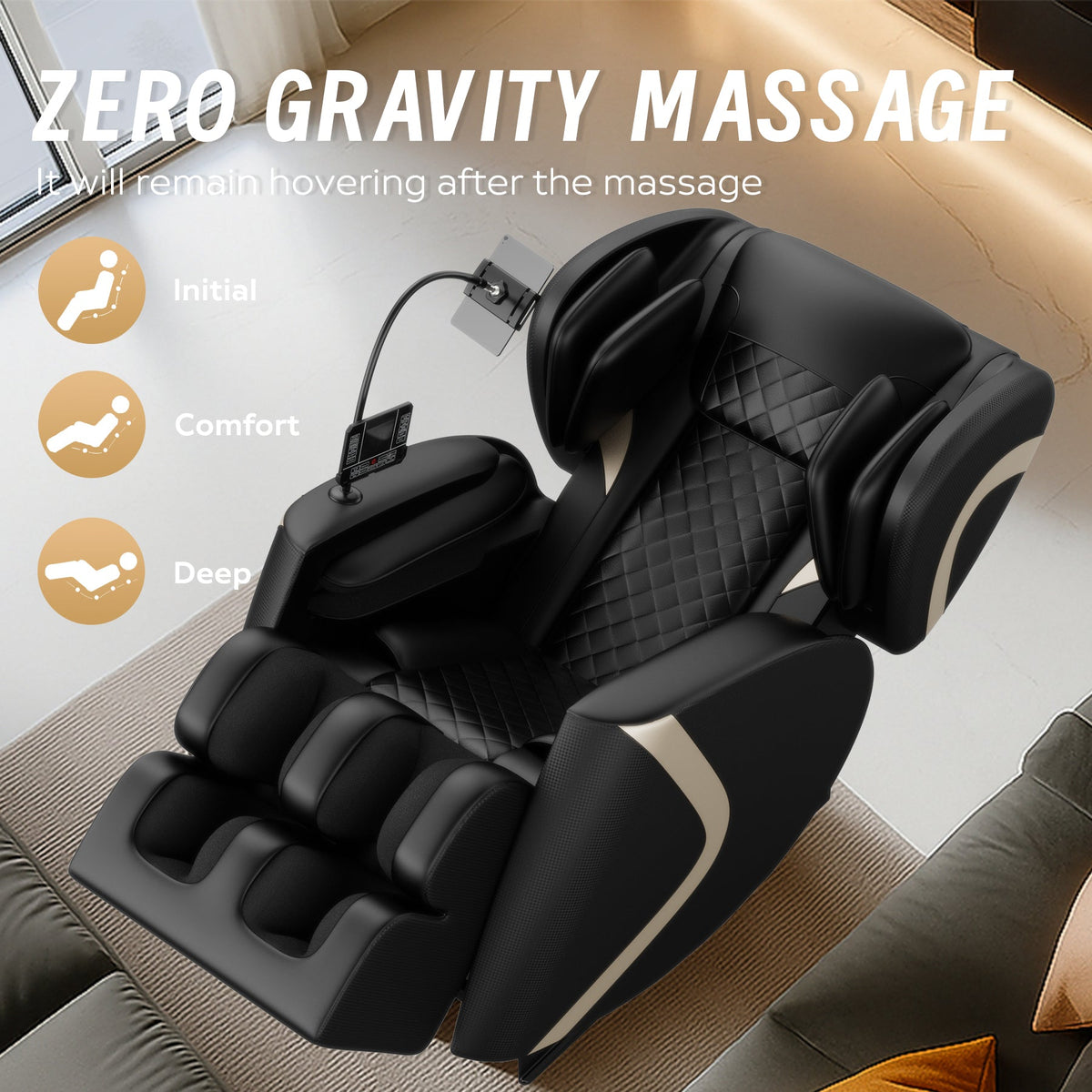 Massage Chair Recliner in black with zero gravity and full-body air pressure by HouseOfZazla on Tampa Home & Garden Store