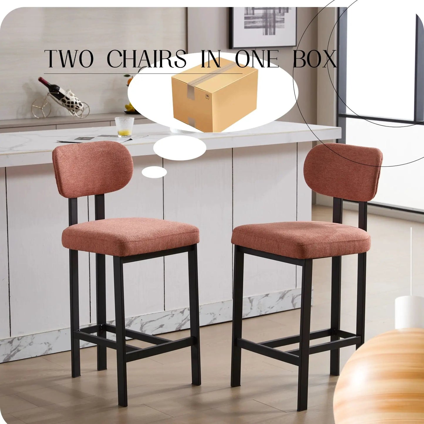 Modern Counter Height Stools Set of 2 Cushions