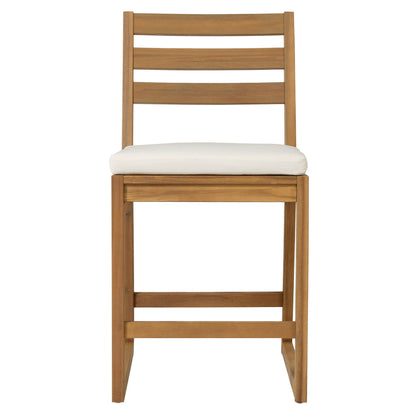 Patio Bar Set with Ergonomic Chairs natural wood finish white cushion HouseOfZazla on Tampa Home & Garden Store