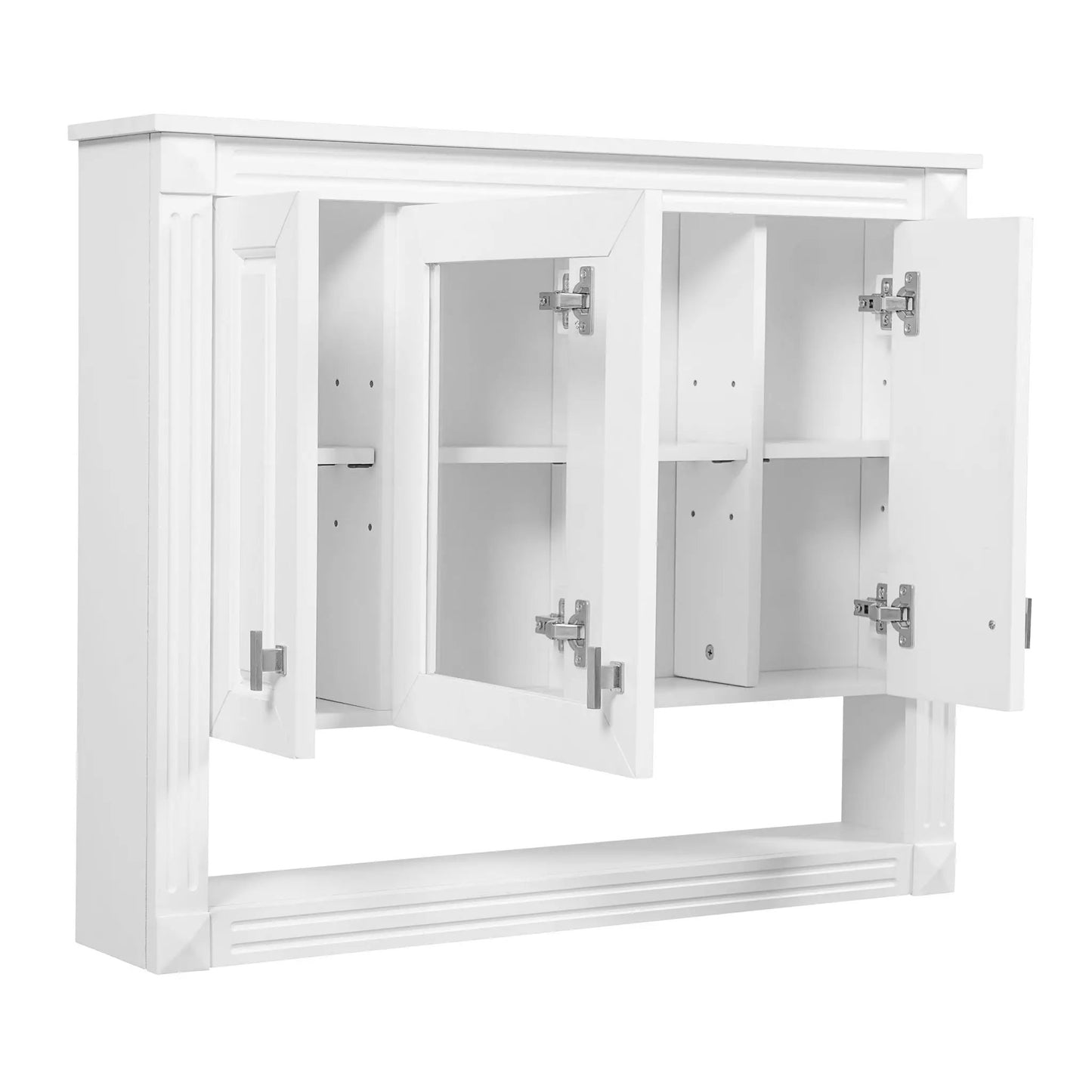 Wall Mounted Cabinet with Mirror and Open Shelf