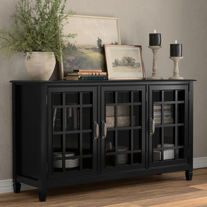 Traditional Buffet Cabinet with Adjustable Glass Shelves black finish; tall glass display on Tampa Home & Garden Store