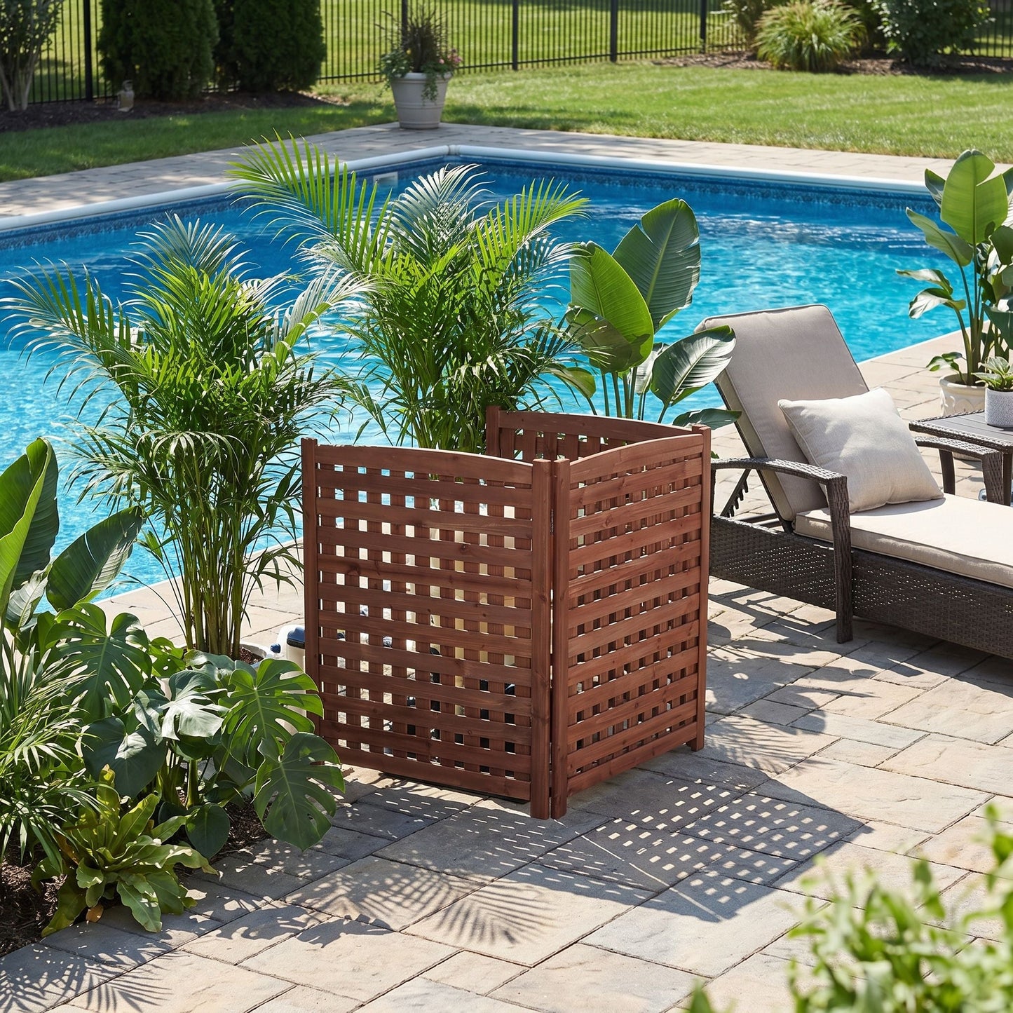 Three Wooden Fences and Outdoor AC Privacy