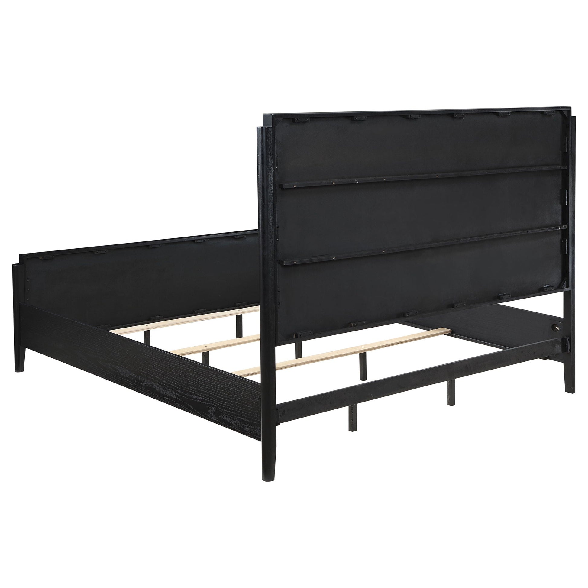 Mason Panel Bed by HouseOfZazla, black metal frame with paneled headboard and footboard on Tampa Home & Garden Store