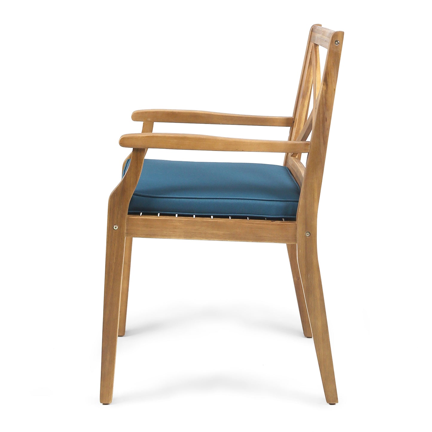 Perla Dining Chair with blue cushion, wooden outdoor furniture by HouseOfZazla on Tampa Home & Garden Store