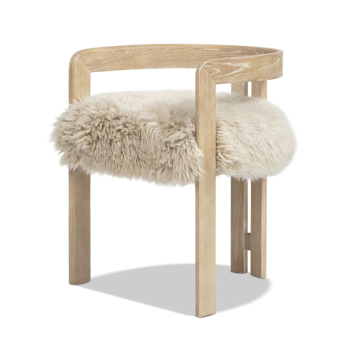 Low Back Dining Chair with genuine sheepskin upholstery in natural blonde wood by HouseOfZazla on Tampa Home & Garden Store