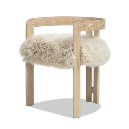 Low Back Dining Chair with genuine sheepskin upholstery in natural blonde wood by HouseOfZazla on Tampa Home & Garden Store
