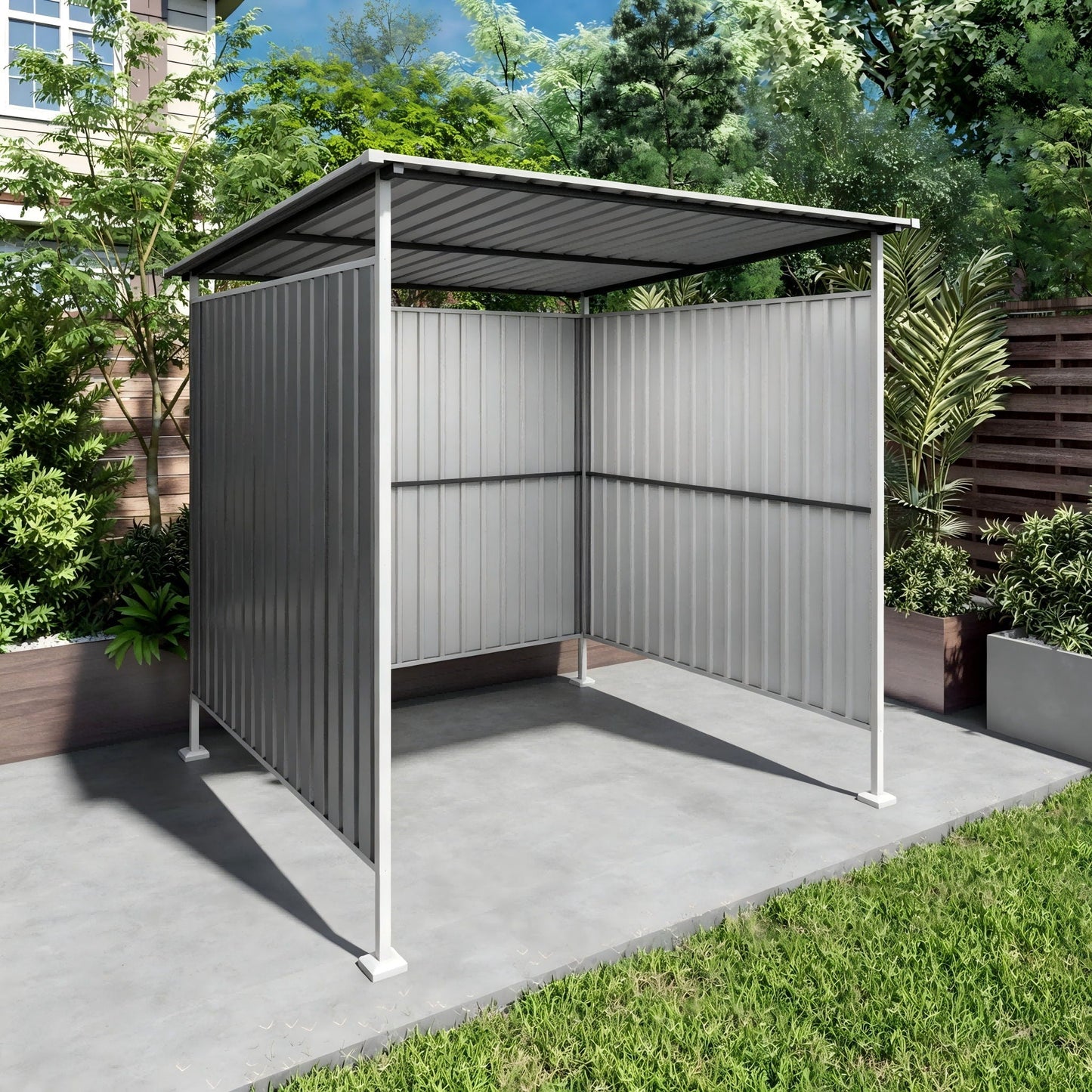 Outdoor Pergola and Bike Storage Gazebo Gray