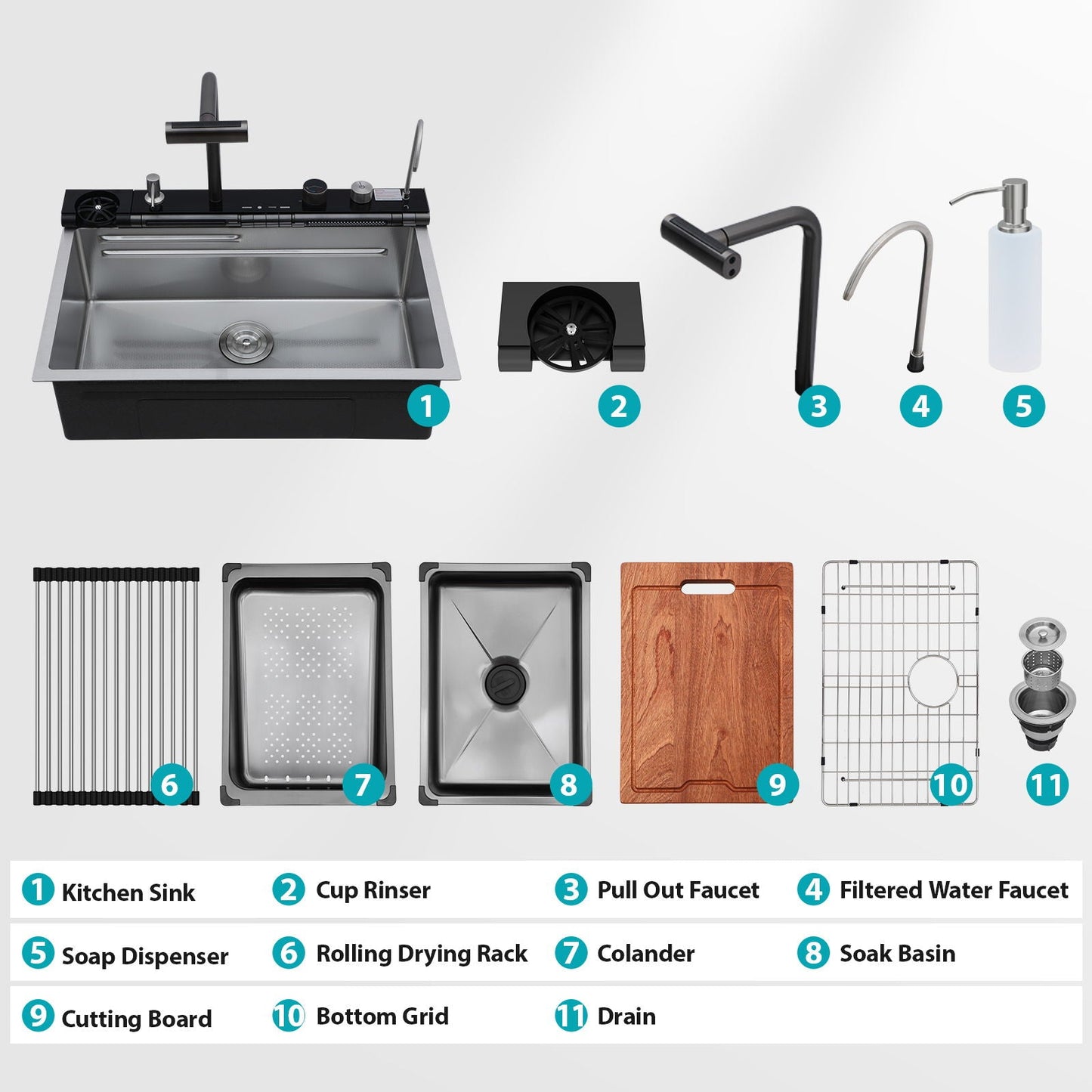 Single Bowl Kitchen Sink And The Smart Led Faucet