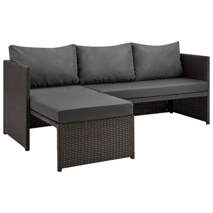 Menton 3 Piece Sectional Set in brown wicker and dark gray cushions by HouseOfZazla on Tampa Home & Garden Store