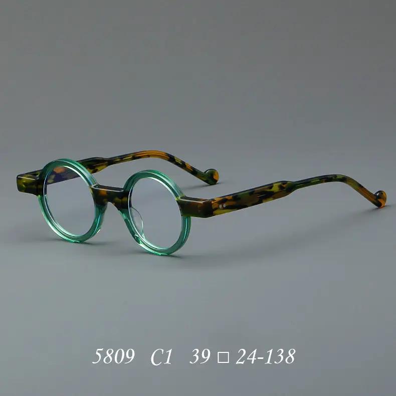 Retro Acetate Frames Glasses Frame with green translucent round rims and tortoiseshell arms on Tampa Home & Garden Store