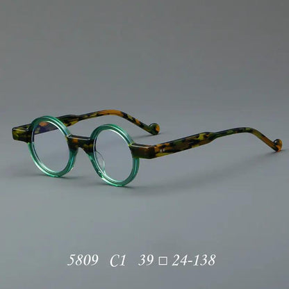 Retro Acetate Frames Glasses Frame with green translucent round rims and tortoiseshell arms on Tampa Home & Garden Store