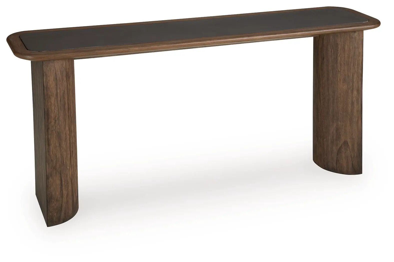 Dontayne sofa table warm brown wood with dark top panel by Unique Piece Furniture on Tampa Home & Garden Store