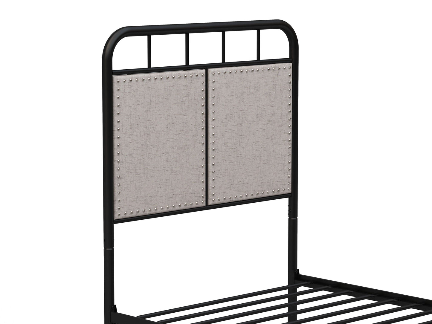 Twin Size Linen and Metal Upholstered Bed Frame