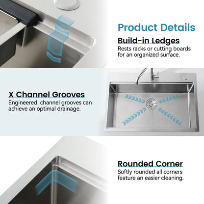 Brushed Stainless Steel Kitchen Sink for Home