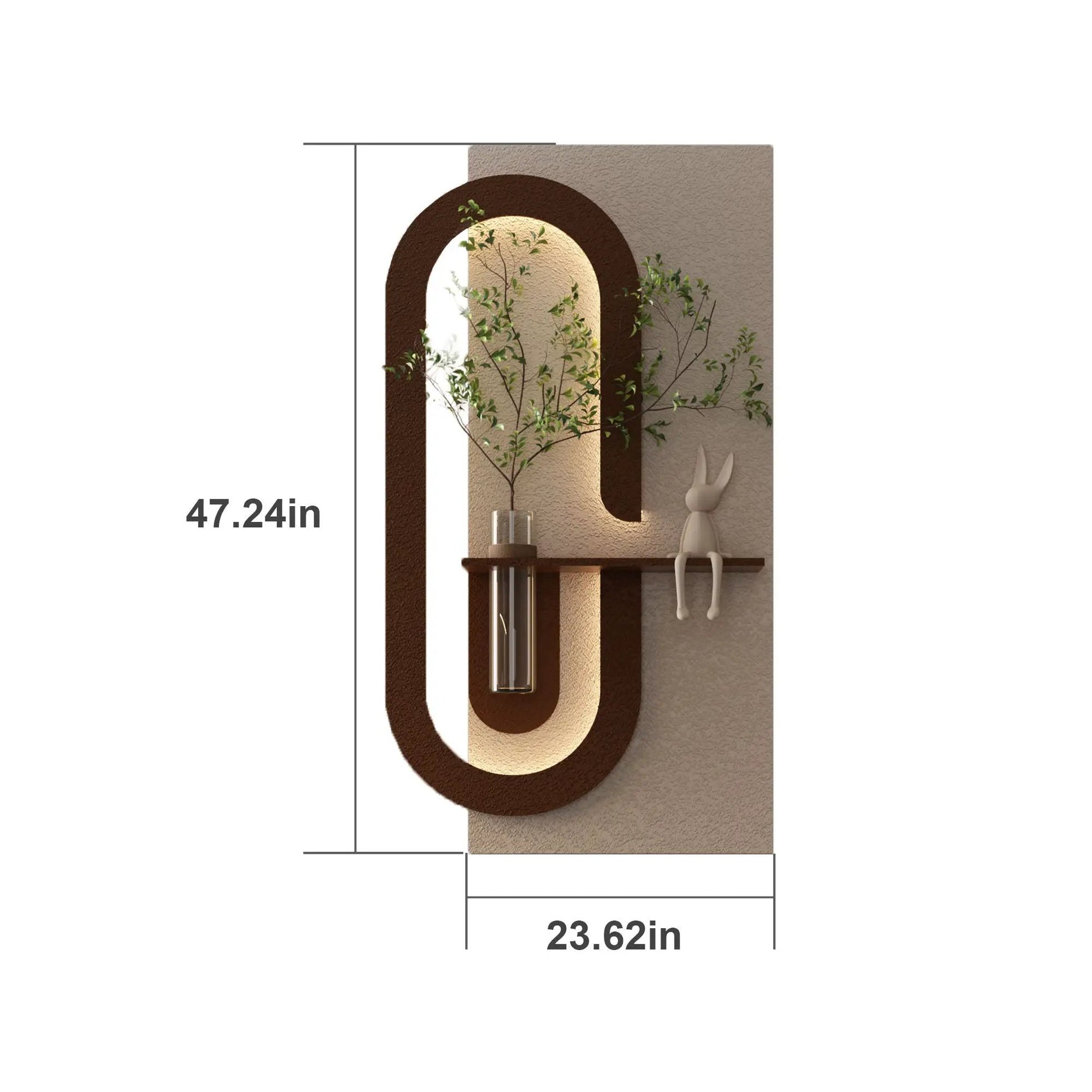 LED sandstone wall decor with 3D arch, glass vase, rabbit statue in coffee by Unique Piece on Tampa Home & Garden Store