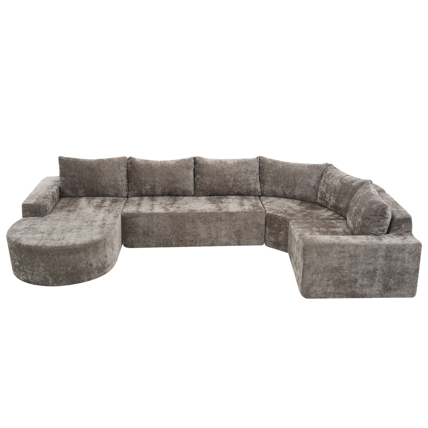 Modular Cloud Sectional Sofa Set, gray velvet upholstery, U-shaped deep-seat layout HouseOfZazla on Tampa Home & Garden Store