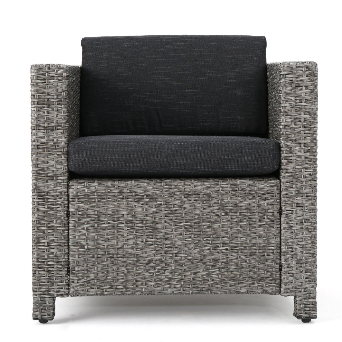 Puerta 4-Piece Outdoor Furniture Set woven rattan frame with gray cushions HouseOfZazla on Tampa Home & Garden Store