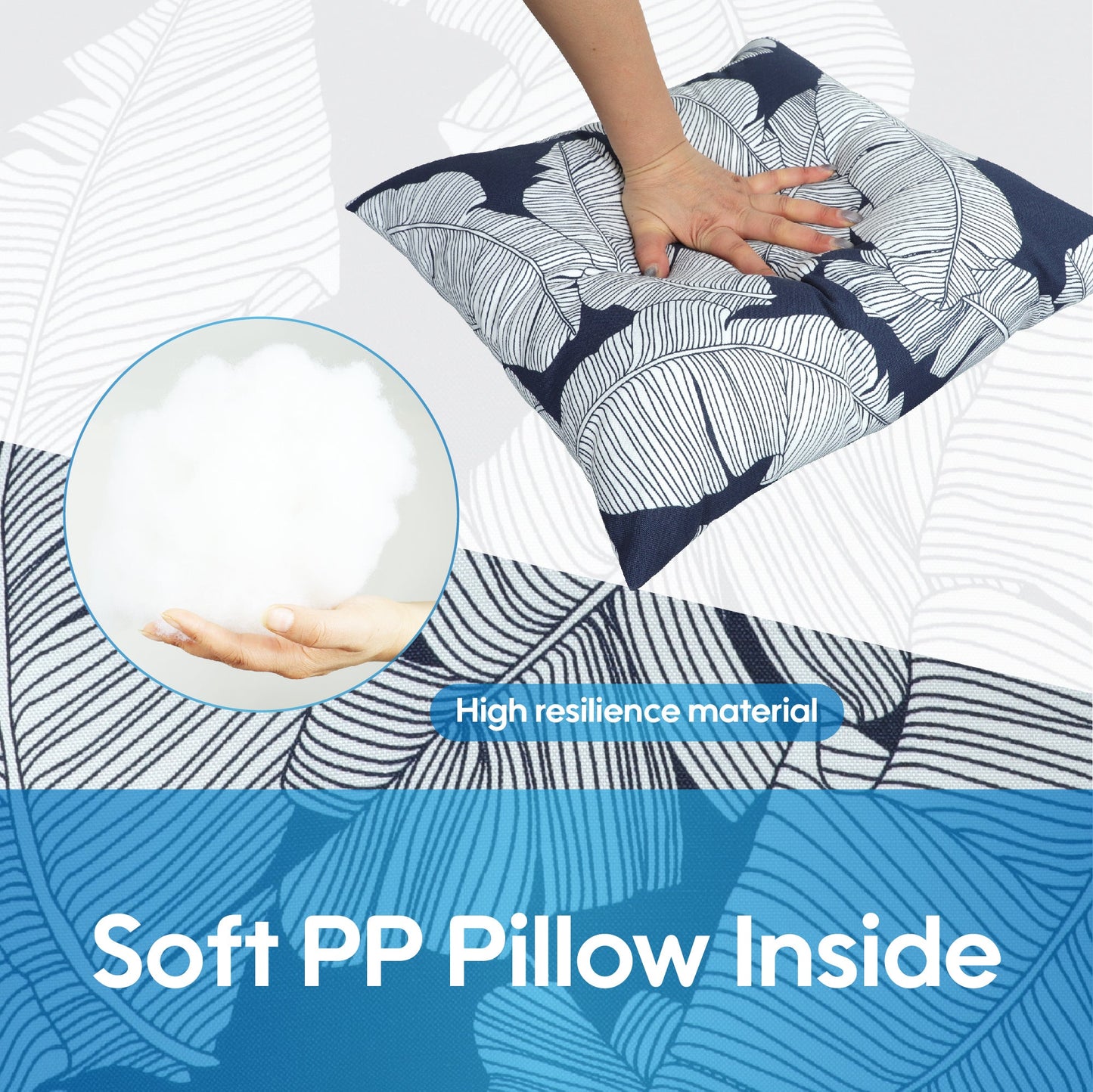 Two Waterproof Outdoor Throw Pillows and Garden