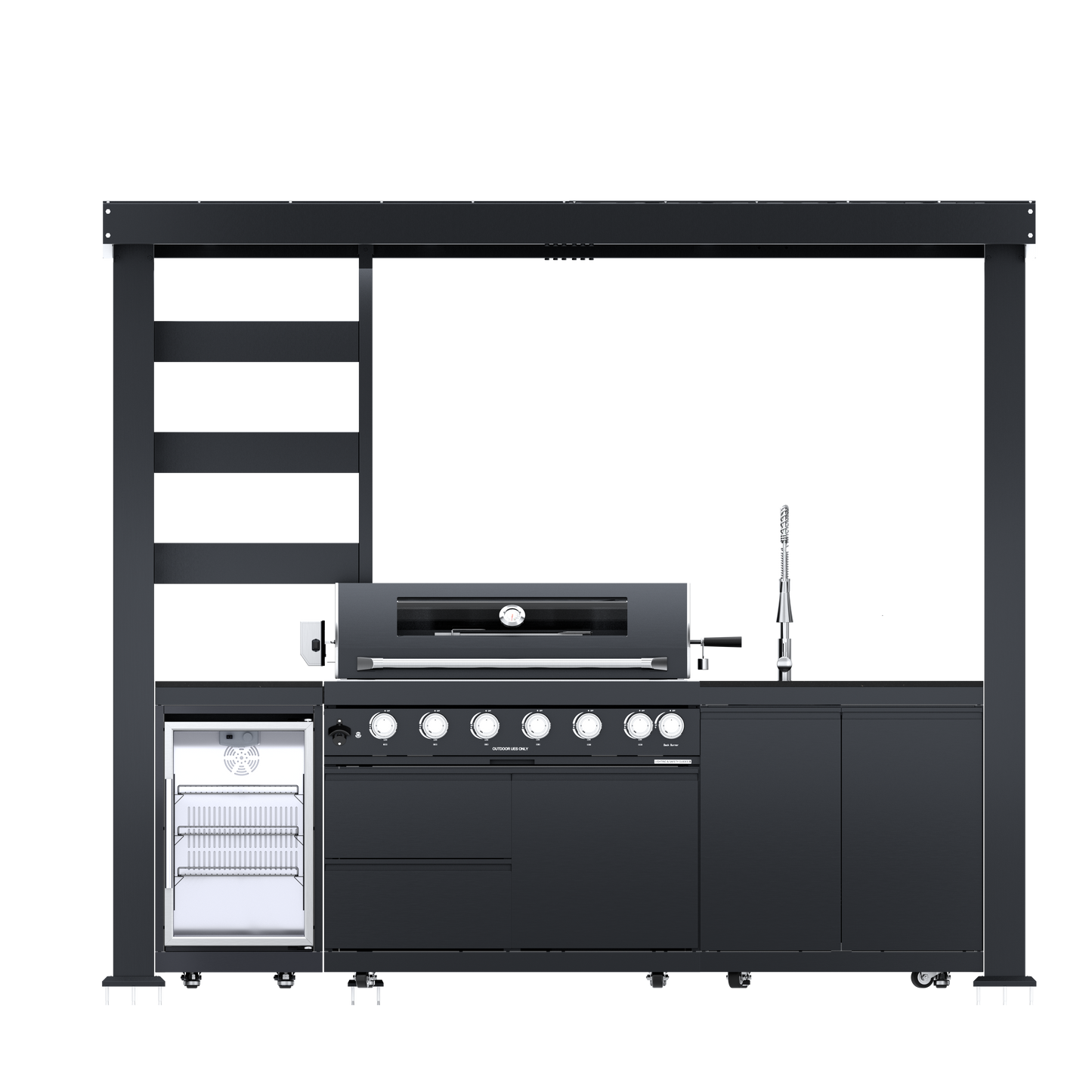 108-Inch 6-Burner Deluxe Outdoor Kitchen Grill by HouseOfZazla in dark charcoal on Tampa Home & Garden Store