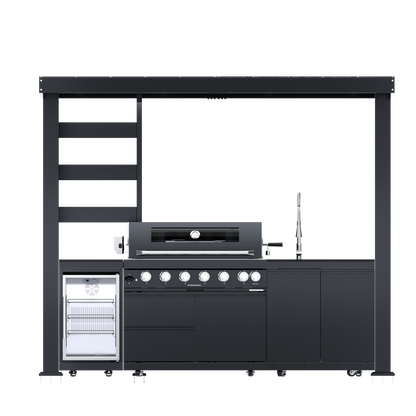108-Inch 6-Burner Deluxe Outdoor Kitchen Grill by HouseOfZazla in dark charcoal on Tampa Home & Garden Store