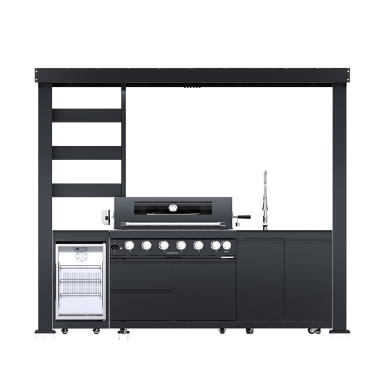 108-Inch 6-Burner Deluxe Outdoor Kitchen Grill by HouseOfZazla in dark charcoal on Tampa Home & Garden Store