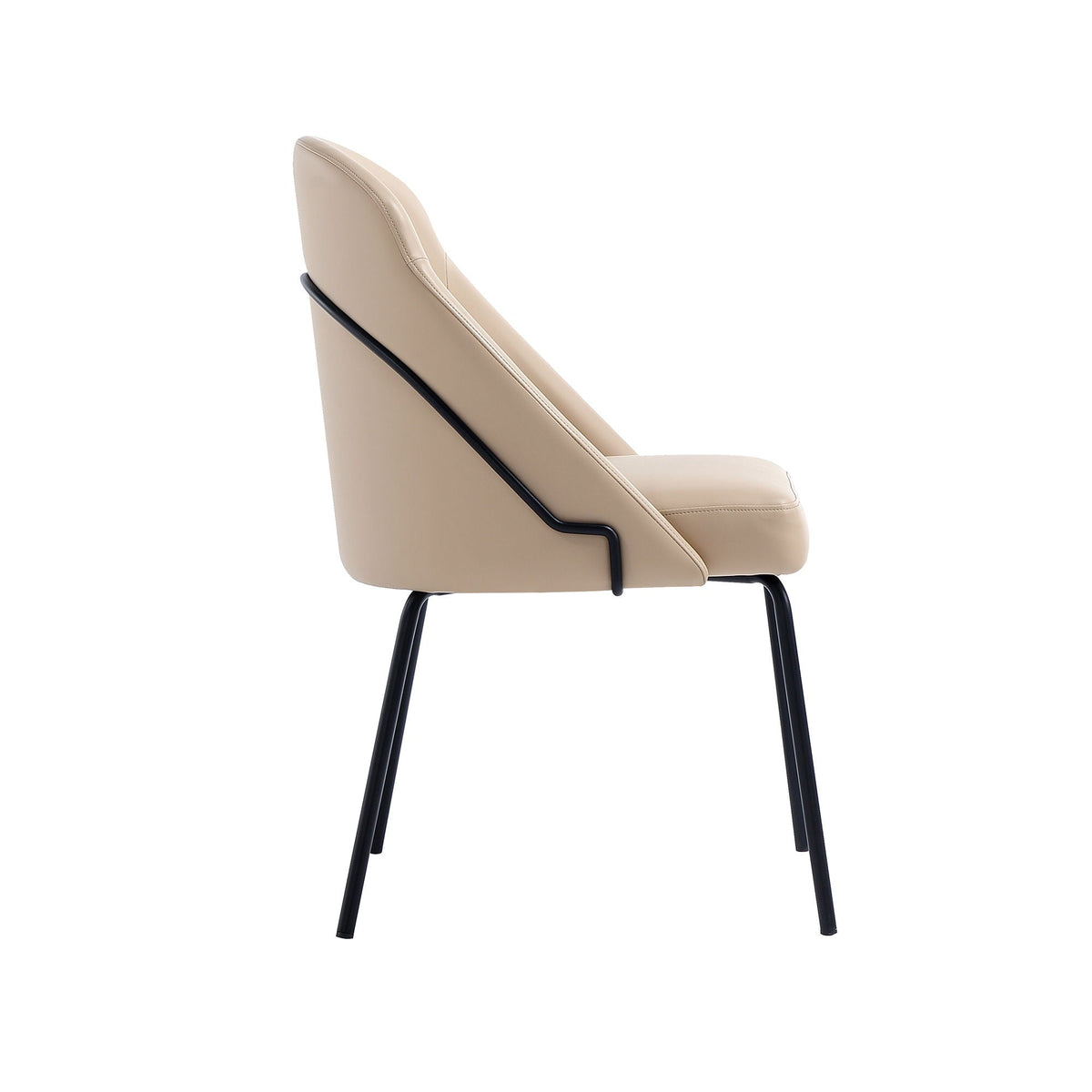 HouseOfZazla beige vegan upholstered dining chair with black metal legs on Tampa Home & Garden Store