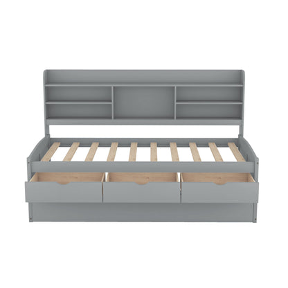 Captain Bed with built-in bookshelves, 3 storage drawers, and trundle by HouseOfZazla on Tampa Home & Garden Store