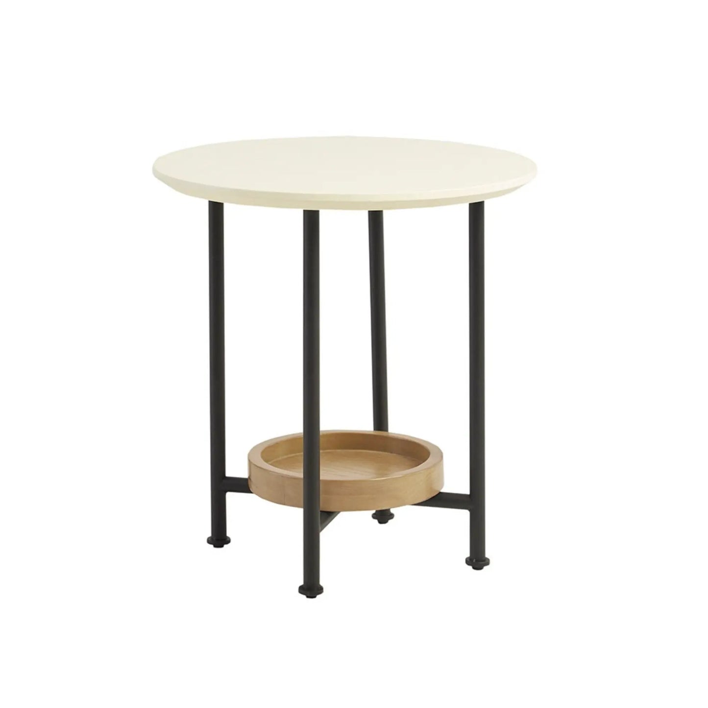 Oval End Table in White and Natural Tone