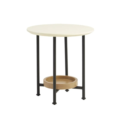 Oval End Table in White and Natural Tone