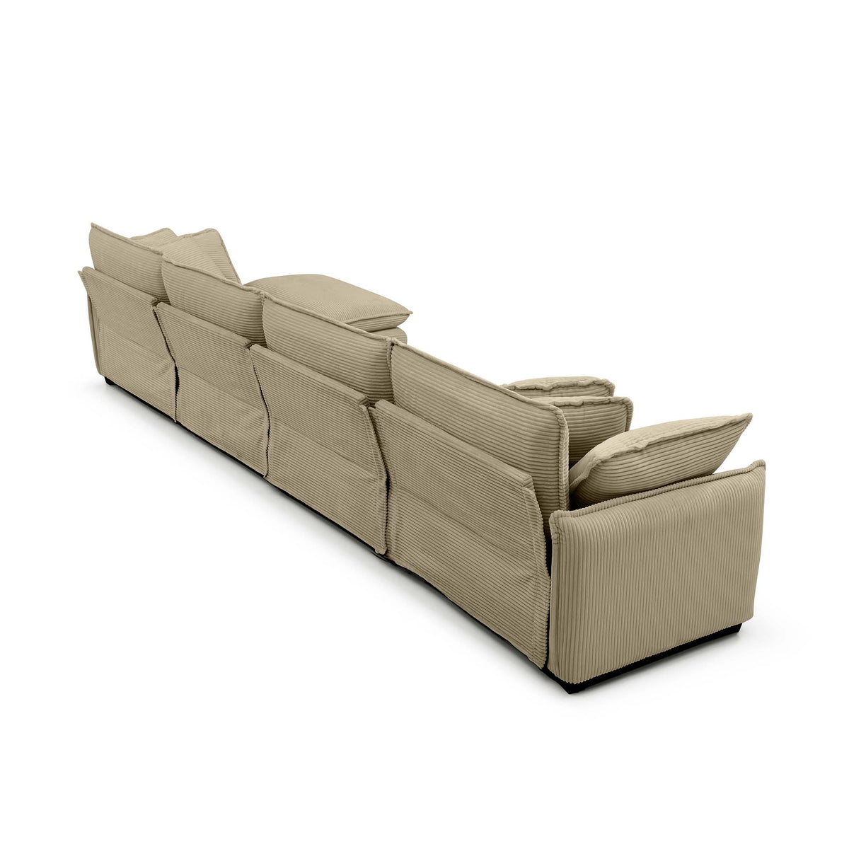 Modern corduroy upholstered 4-seat sofa with footstool in beige by HouseOfZazla on Tampa Home & Garden Store