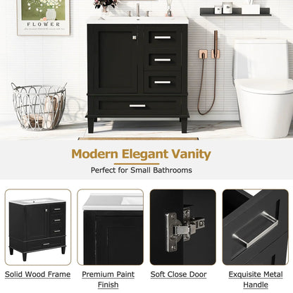 Bathroom Vanity With Sink Solid Wood Cabinet