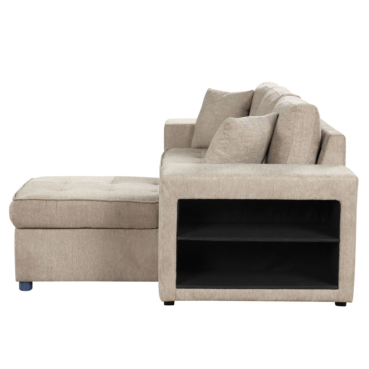 Modern L-shape 3-seat reversible sectional sofa with storage chaise in beige fabric on Tampa Home & Garden Store