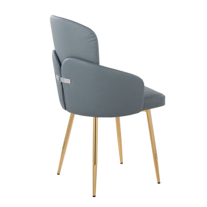Dahlia blue-gray upholstered dining chair with gold metal legs by HouseOfZazla on Tampa Home & Garden Store